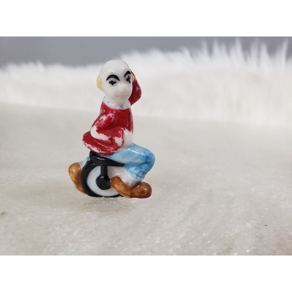 vintage BUG HOUSE Miniature Clown Bone‎ China Figurine Trinket Unicycle Decor